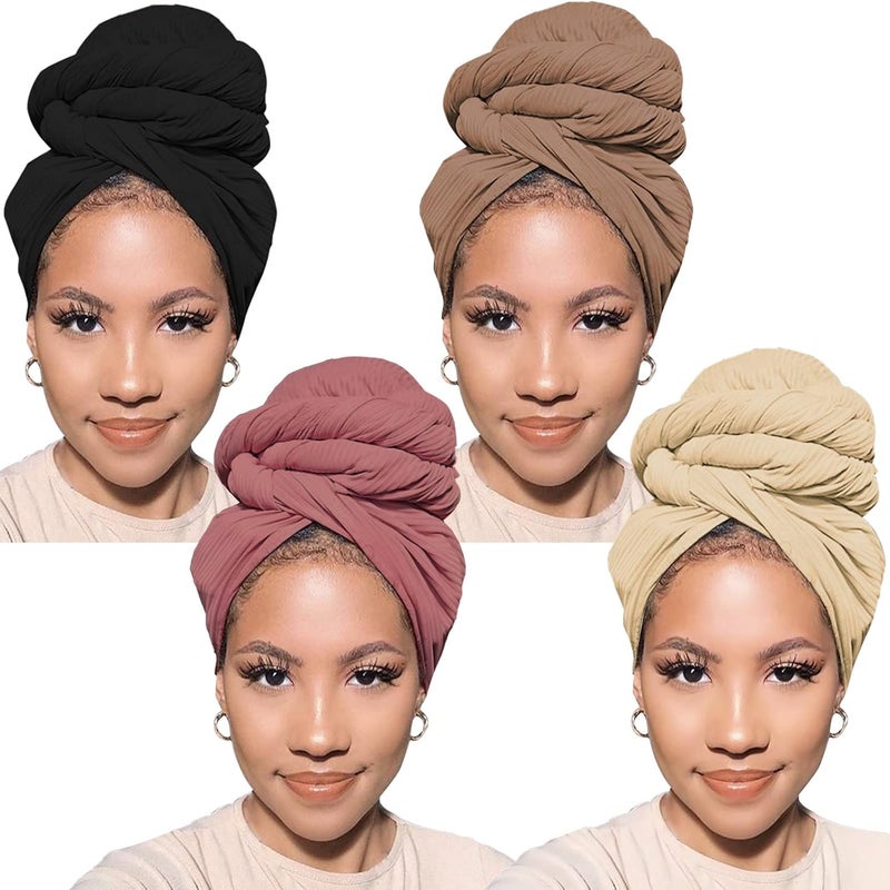 PWEOUKE Head Wraps for Black Women African Head Wrap Lightweight for Women Long Plain Turban Hair Scarf Scarves - Image 1